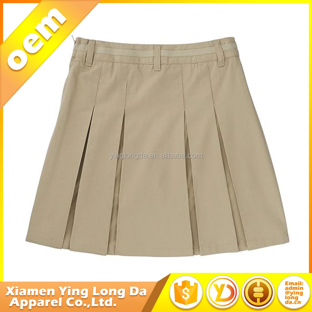 
Khaki Pleated Office Wear Bank Uniform Skirt 