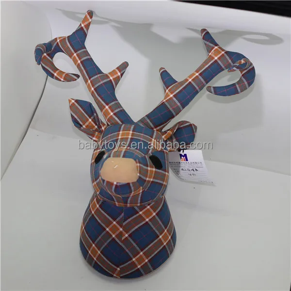 Plush Animal Heads Wall Decor Deer Christmas Decoration