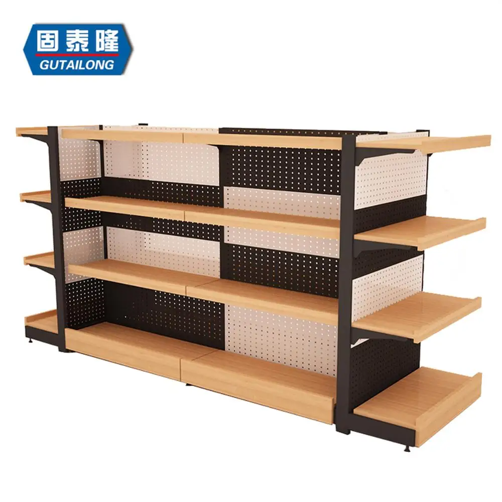 Metal steel grocery convenience store gondola supermarket minimarket shelves