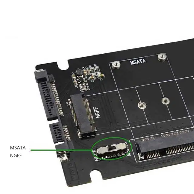2 in 1 Combine Mini PCI-E M.2 NGFF & mSATA SSD To SATA 3.0 III Adapter PCB Card