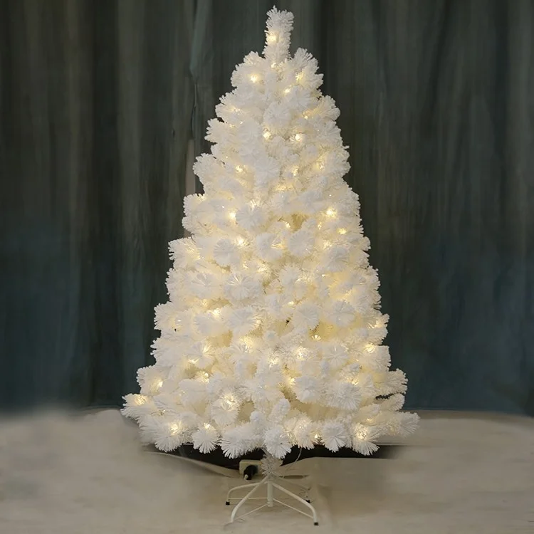 2021 New product White flocking Christmas tree snow 180cm Christmas tree with lights
