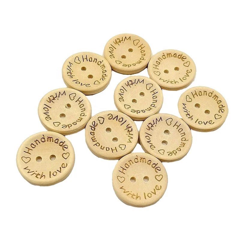 Custom Original Round Two Holes Handmade Wooden Buttons