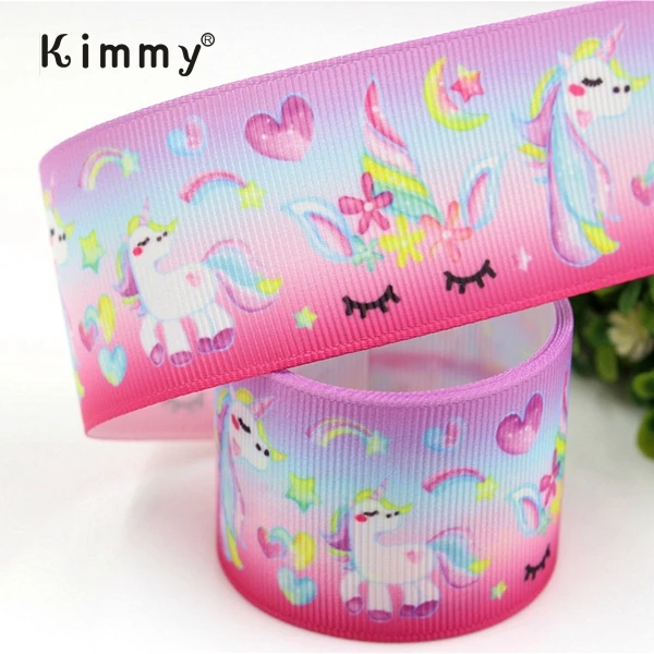 38mm Width Printed Grosgrain Ribbons Unicorn Wedding Decoration Packing Cinta Fita Ribbons Unicorn Gift