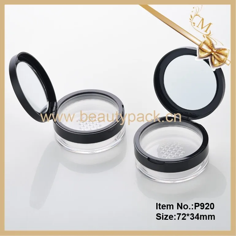 Wholesale custom round matte black flip cap 20g loose powder cosmetic sifter Jar