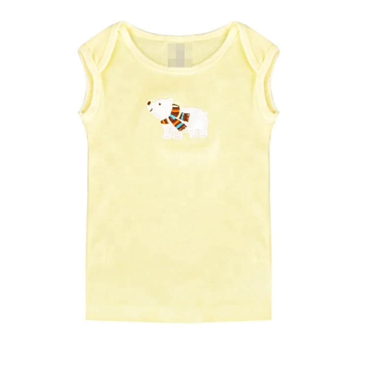 
2019 New Design Comfortable 100% Cotton Cute Infant Sleeveless T Shirt For Baby 