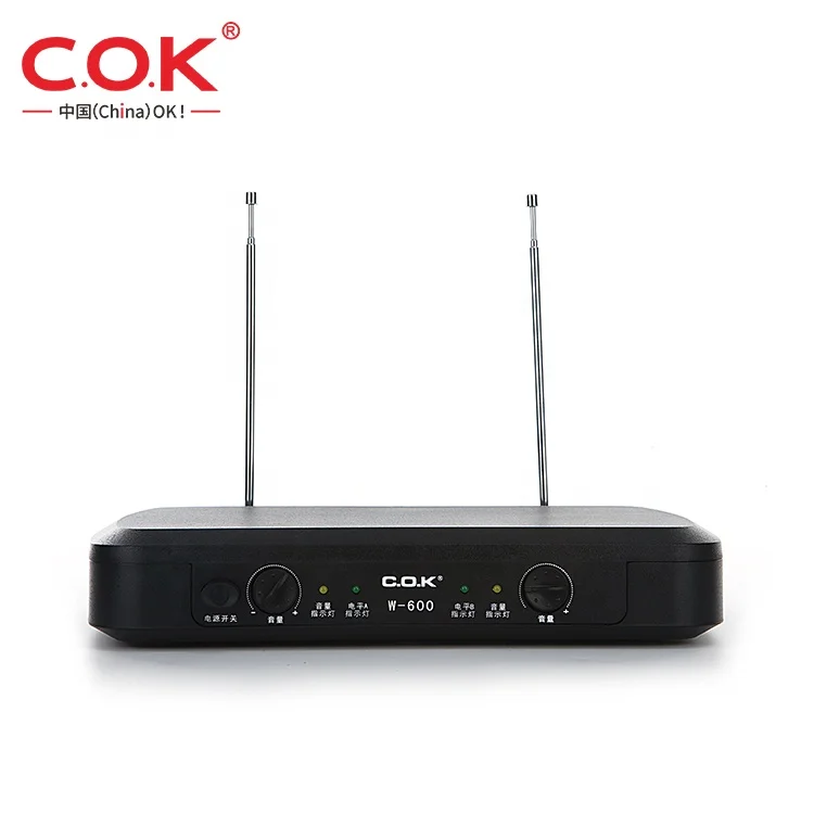 C.O.K W600 Vhf двухканальная Беспроводная микрофонная система беспроводной двойной ручной пластиковый динамический микрофон для караоке
