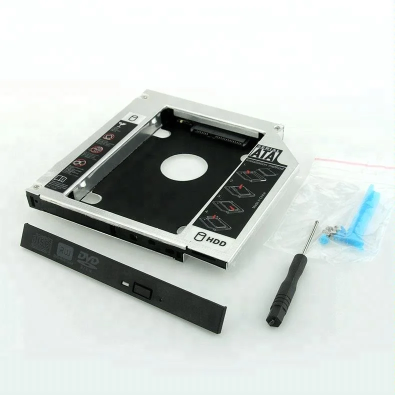 Aluminum Optibay 2nd HDD Tray Caddy 12.7mm SATA 3.0 SSD CD DVD Case Enclosure caddy