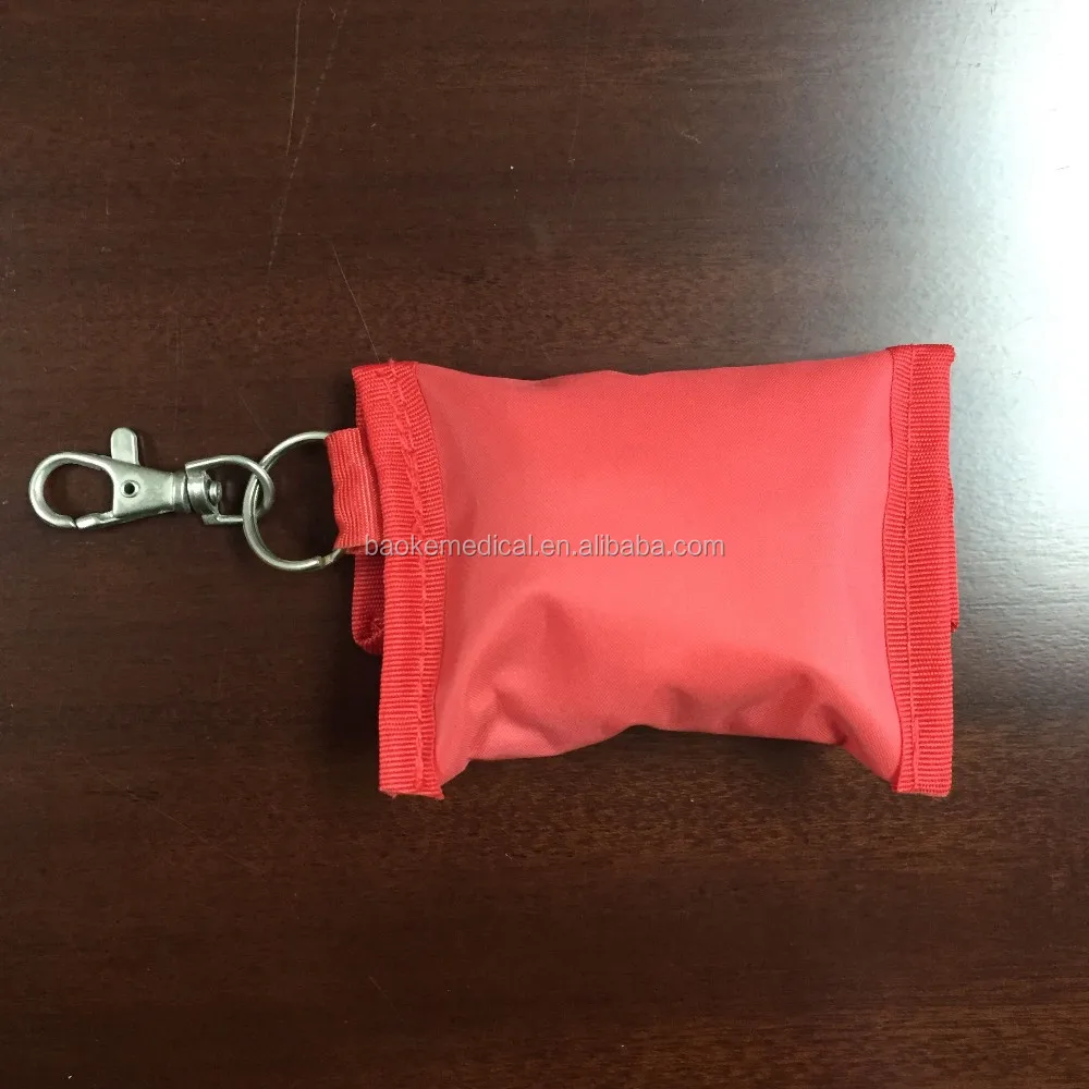 BK-K75 Customized portable Key Ring First Aid Kit Gift Pouch / Travel Medical Kit with CPR Mask