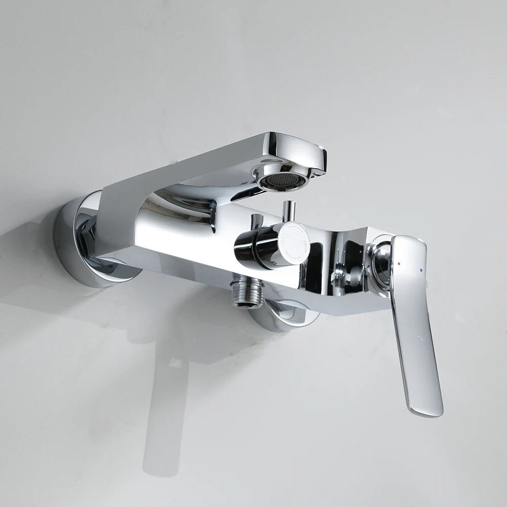 FLG Contemporary Single Handle Brass Bath Shower Mixer Taps Faucet For Bathroom