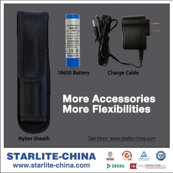 STARLITE rechargeable led torch personal self defense flashlight