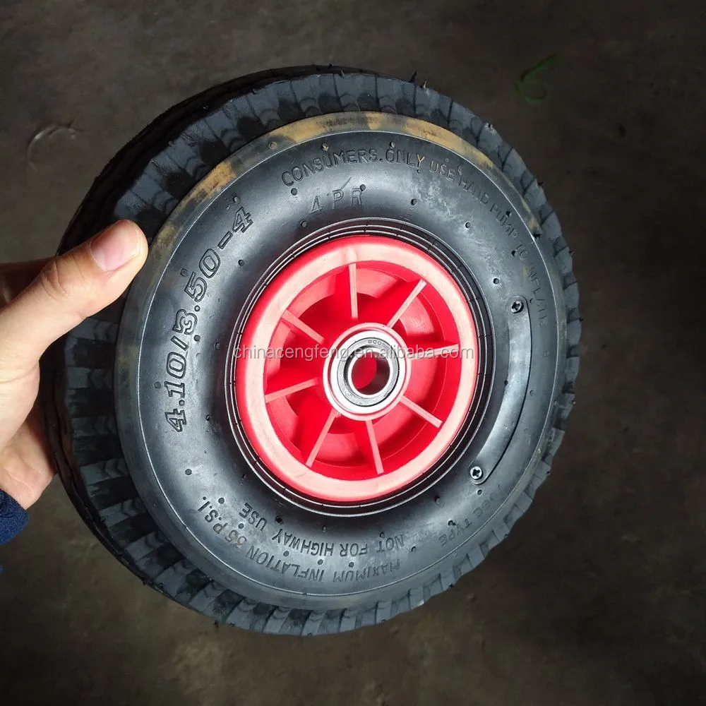 
pneumatic rubber wheel 4.10/3.50-4 with plastic hub rim 