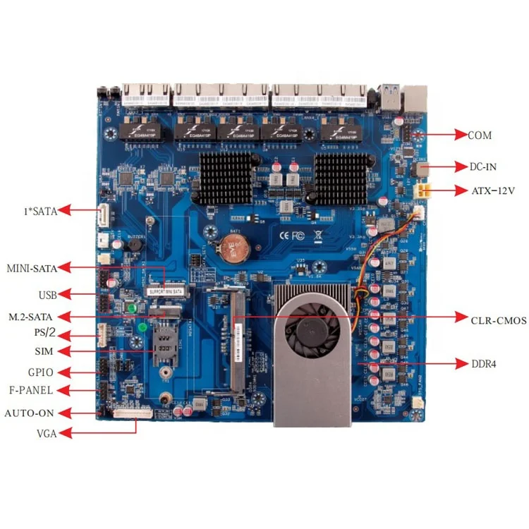 
Intel skylake 3855u embedded motherboard with 10 1000M lan for network pfsense firewall router 