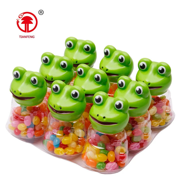 Chinese sweets wholesale coconut flavored candy jelly bean at low price for small frog shaped