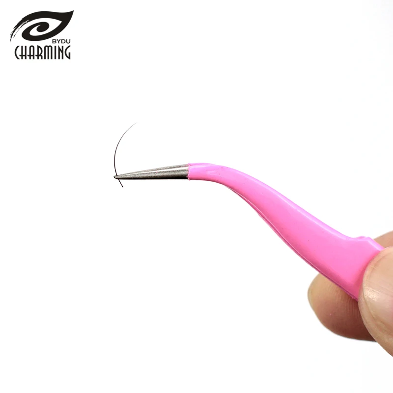 Best stainless pointed eyelash extension tweezers private label slanted grafted eyelash tweezers