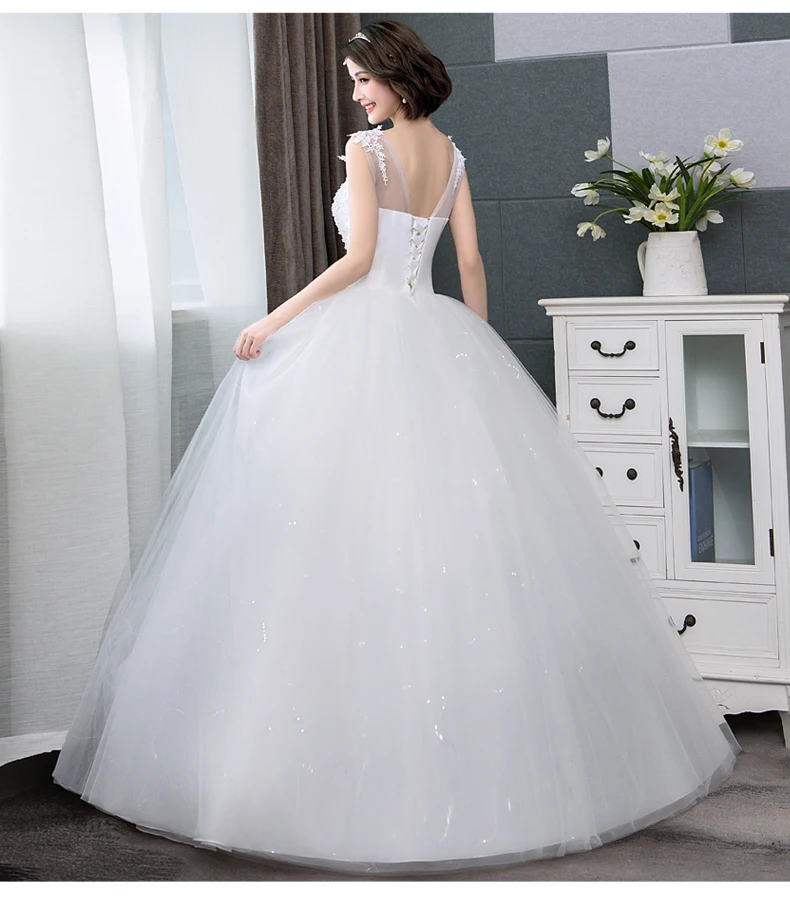 
XQX001 Wholesale Cheap Wedding Dress Made In China Illusion O-neck Appliqued Lace Sexy Plus size Wedding Dress Bridal Gown 