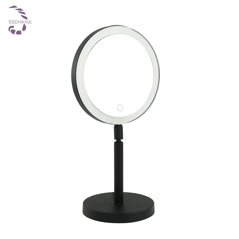 new product 8 inch cosmetic magnifying mirror with black color led mirror