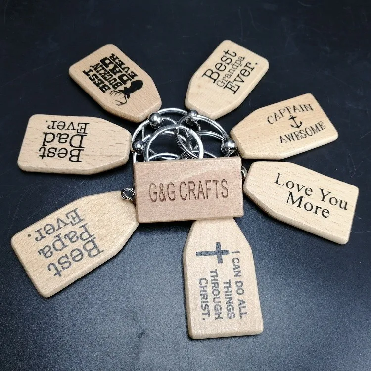 Wholesale Factory Custom Logo Circular Wooden Keychain