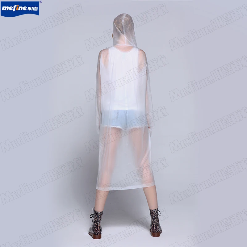 Wholesale Transparent Pvc Fabric White Clear Button Design Foldable Ladies Long Raincoats
