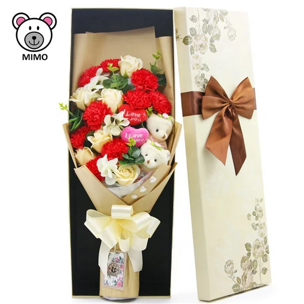 Beautiful Cartoon Kids Artificial Flower Bouquet Boxes New Valentine Day Gift Custom LOGO Handmade Artificial Sunflower Bouquet