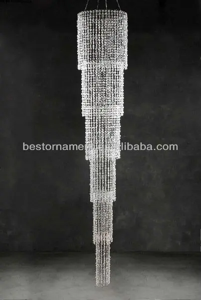 7ft 6-tiered Grand Cascade Acrylic Beaded Chandelier for wedding backdrop