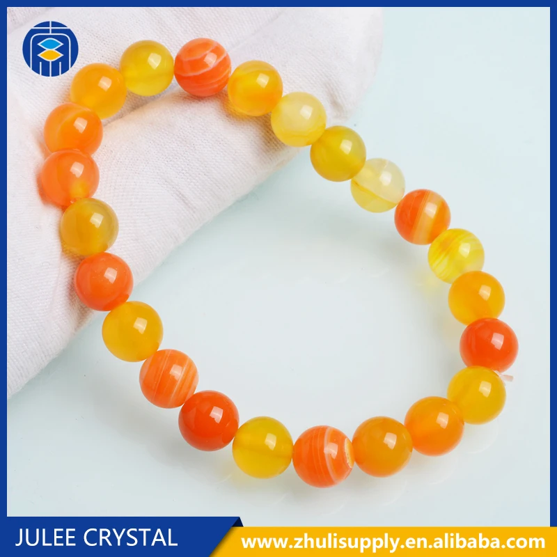 
Wholesale Handmade Colorful Smooth Round Gemstone Bead Bracelet 