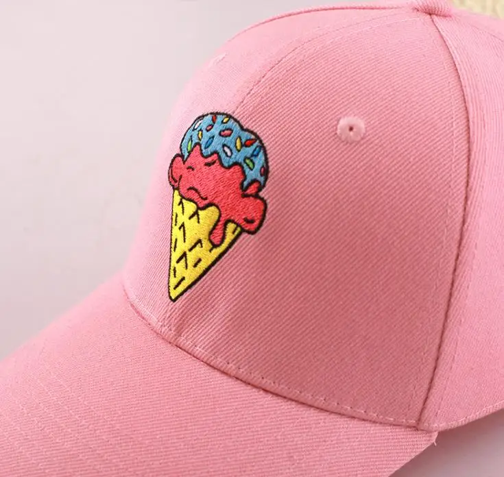 Summer Ice Cream Print Snapback Cap Women 2018 Fashion Brand Bone Hip Hop Baseball Caps Casquette Hats White Pink