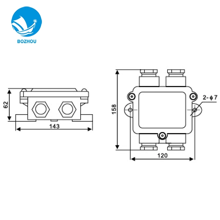 2N-PB 500v 20A electrical water tight marine junction boxes
