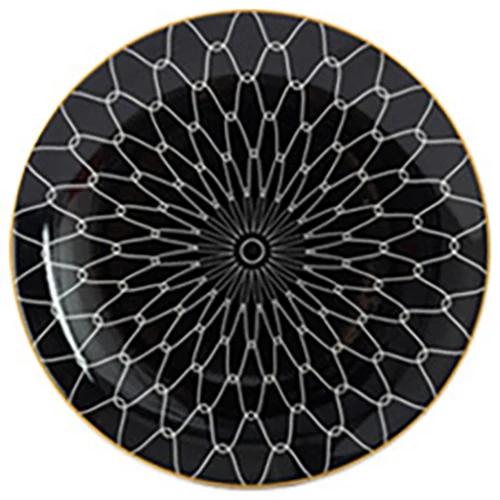 New design wholesale luxury sunflower pattern plain black dinner set ceramic dishes