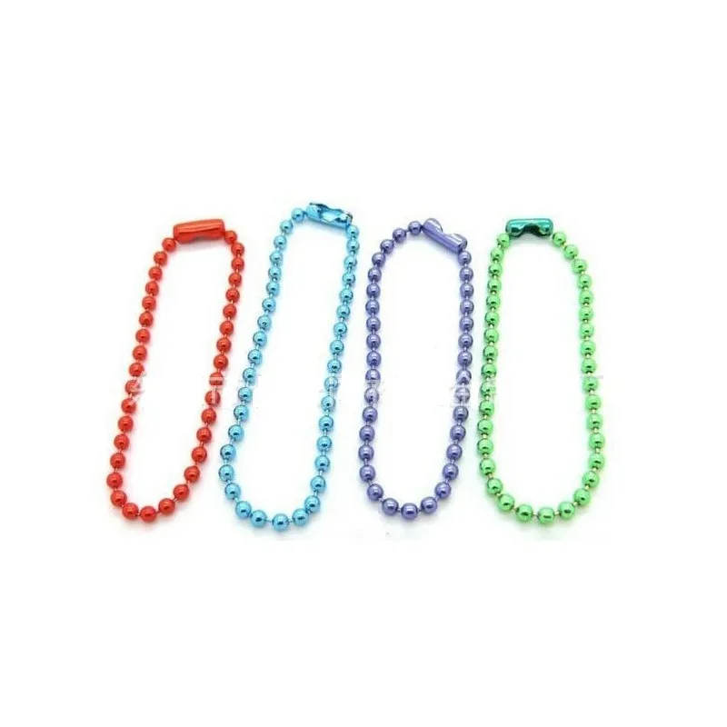 Диаметр 2 мм, длина 60 см, красочная блестящая шариковая цепь из нержавеющей стали/шариковая цепь