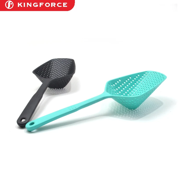 Food grade heat resistant plastic nylon kitchen Scoop colander and plastic slotted spoon