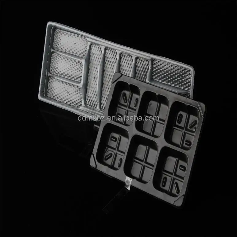 food grade clear Cavity cookie PET inserted box blister plastic chocolate packaging tray with  lids