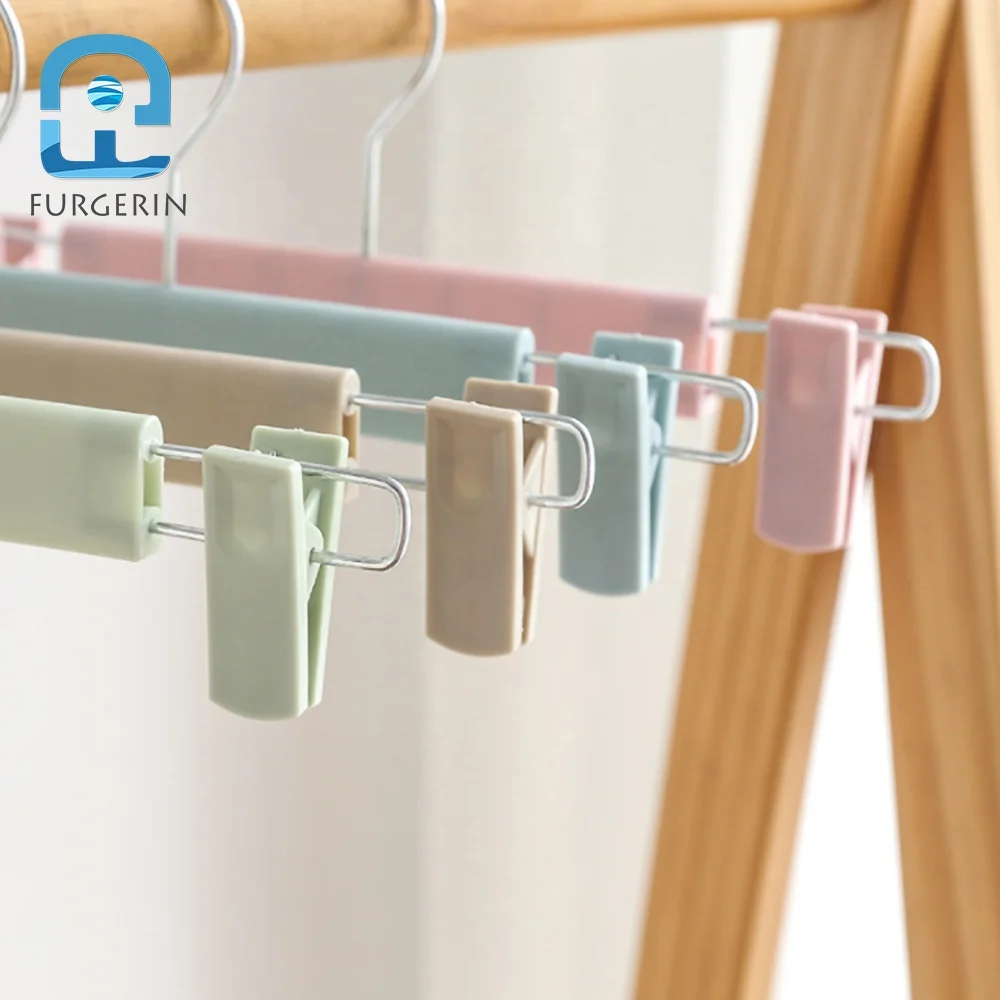 2PCS Drying Rack Clothes Wall Plastic Baby Hangers Clothes Hangers Children Skirt With Clips Clothing Hanger For Home