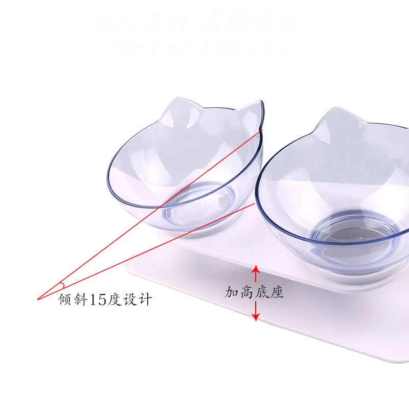 Hot non-slip cat ear oblique feeding water food pet bowl