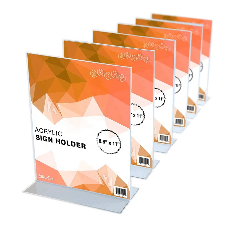 Factory wholesale A4 A5 size clear acrylic menu sign holder T shape acrylic flyer display stand