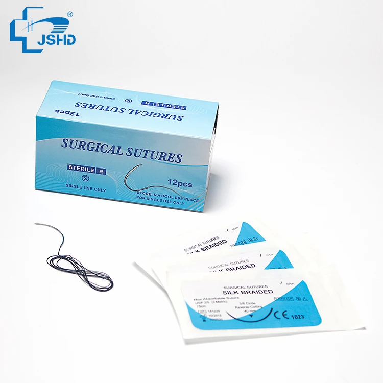 
Неабсорбируемые шелковые плетеные хирургические швы 