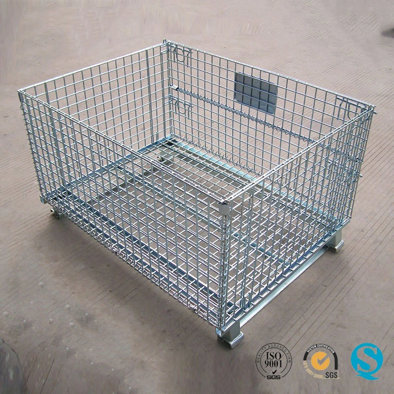 
Stainless steel wire mesh container steel folding storage cage box 