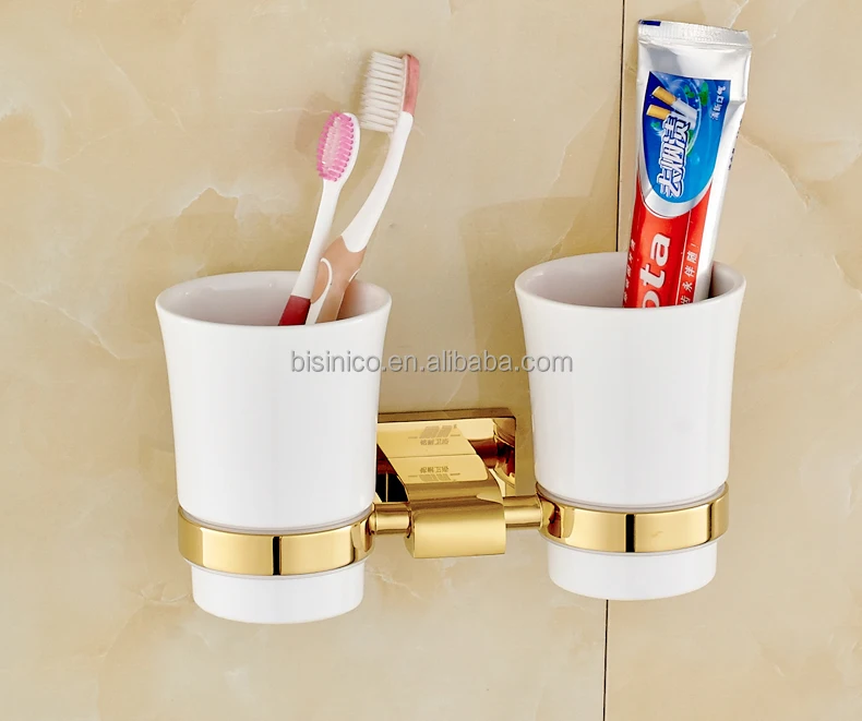 
Polace Style Gold Bathroom Accessory Wall Mounted Bathroom Cup and Tumbler Holder 