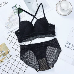 New style hot girls women sexy breast without bra lingerie underwear lace transparent bra panty set