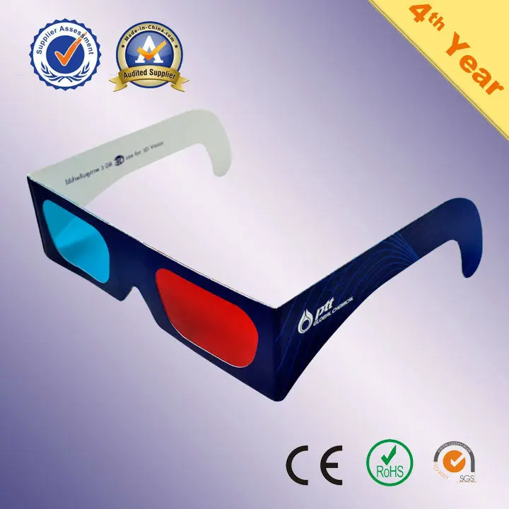 
Custom Logo Promotional Gifts Anaglyph Paper Red Cyan 3d Glasses 