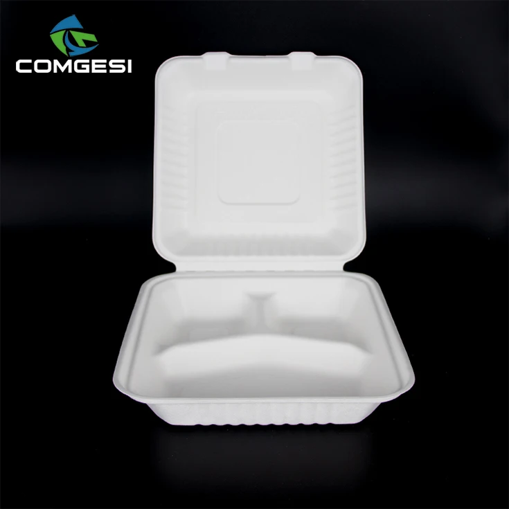 
Eco-friendly sugar cane bagasse paper containers take away lunch salad disposable biodegradable food packaging 