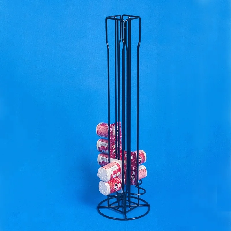 retail stores display pop iron steel  rod frame fixture counter promotion 4 layer shelf metal wire drink cans holder rack