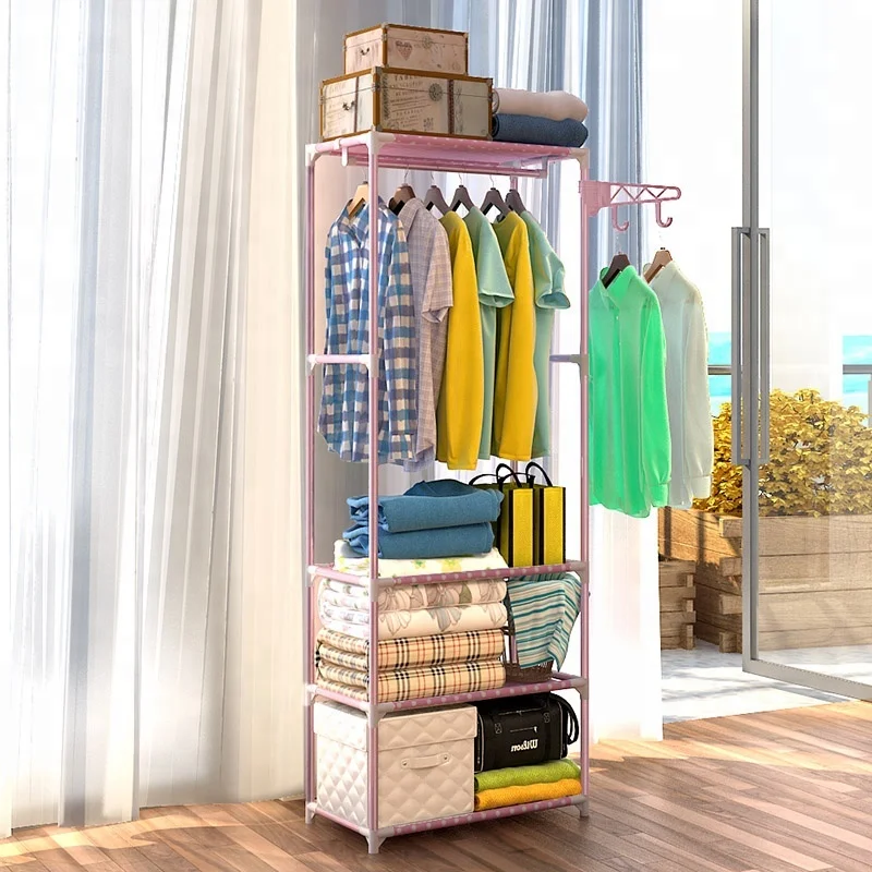 Clothing rack frame non-woven stainless steel simple assembly bedroom furniture coat rack