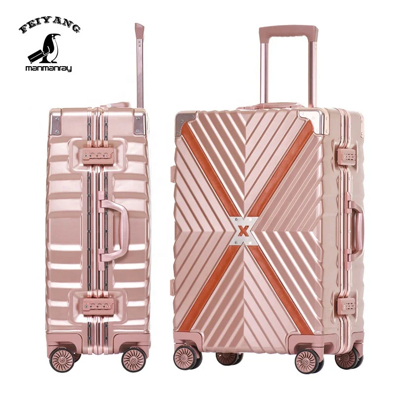 Fashionable colorful luggage bags with aluminum alloy frame china supplier