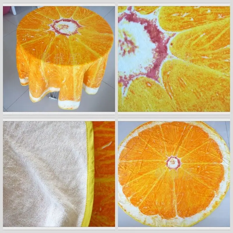 Summer hot sell reactive printing fruit oranges design round beach towels