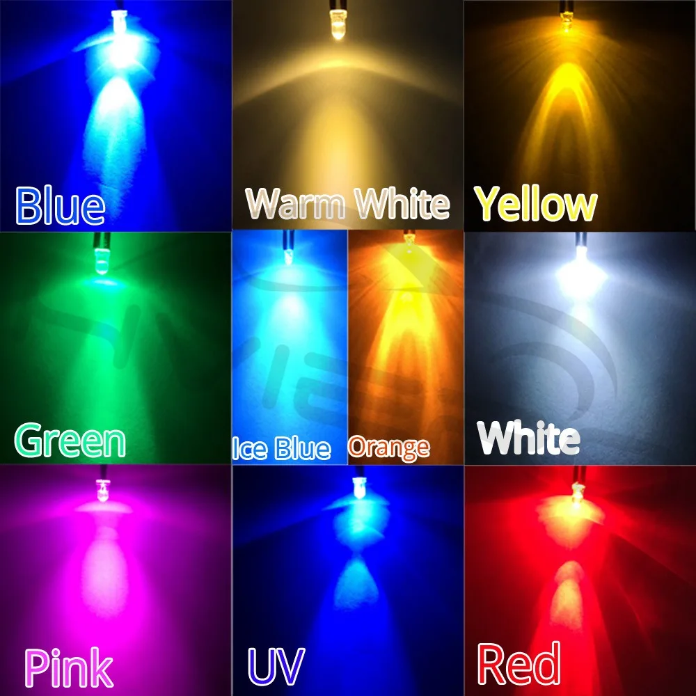 F3 3mm 20cm Pre wired LED Round light lamp bulb chip beads cable DC 12V Red  Emitting Diodes