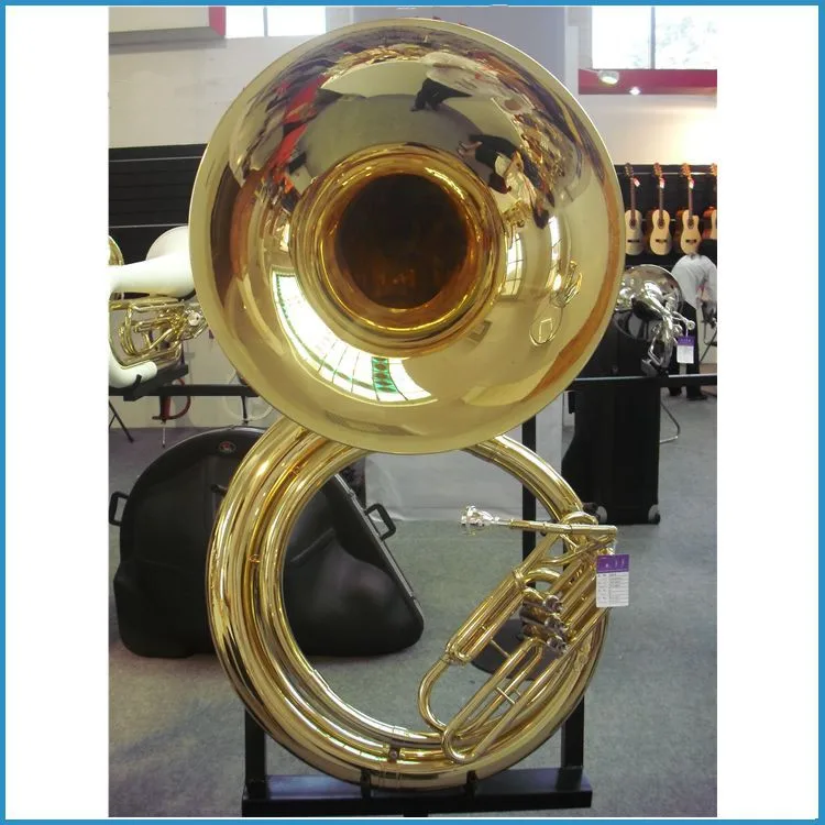 
gold lacquer Bb key sousaphone, c key china sousaphone, brass sousaphone 