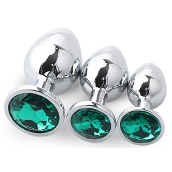 
3pcs/set colorful stainless steel crystal metal anal plugs 
