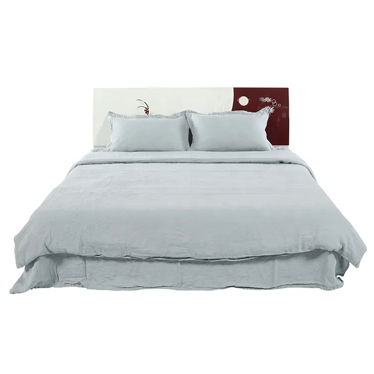 Pure Home French Stone Washed Flax Linen Bedding Quilt Cover Sets Hotel Wholesale 4 Pcs  Bedsheets set