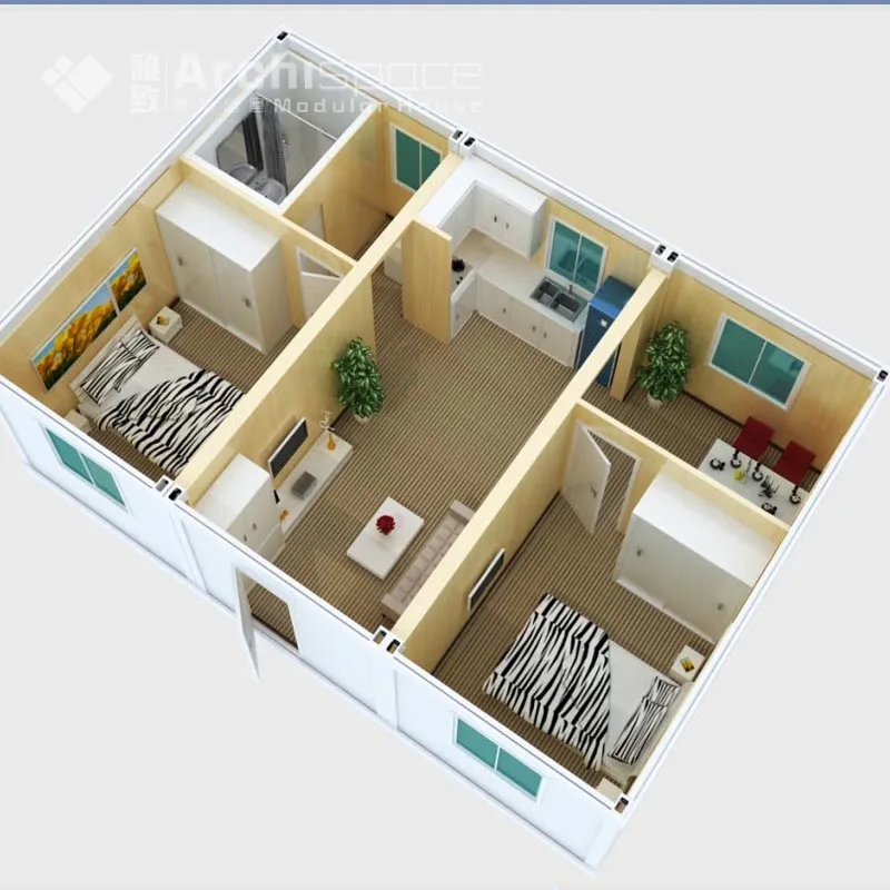 
2 bedroom house floor plans with flat pcak prefabricated homes  (60536727964)