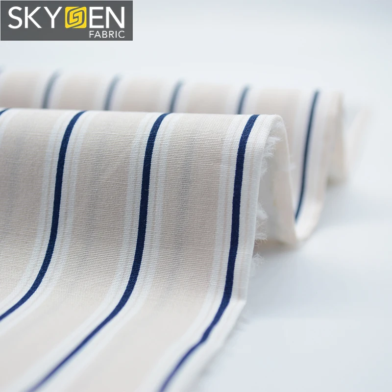 Skygen soft plain weave cotton stripes white black striped custom printed cotton fabric